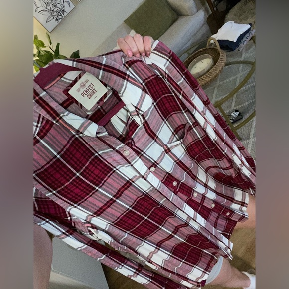 Red and White Plaid Cotton Long Sleeve Flannel - Picture 6 of 6